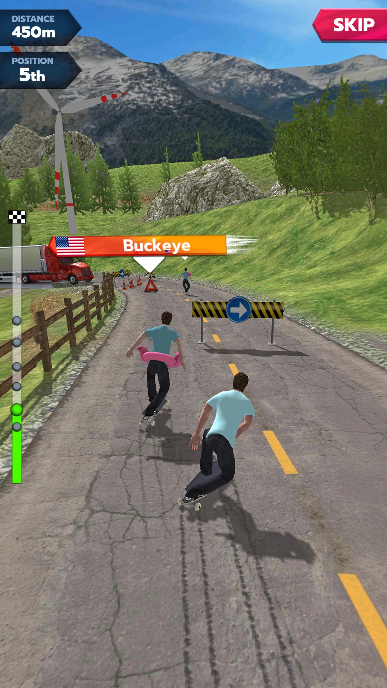 A sleek mountain bike racer speeding down a dirt track with lush forest background