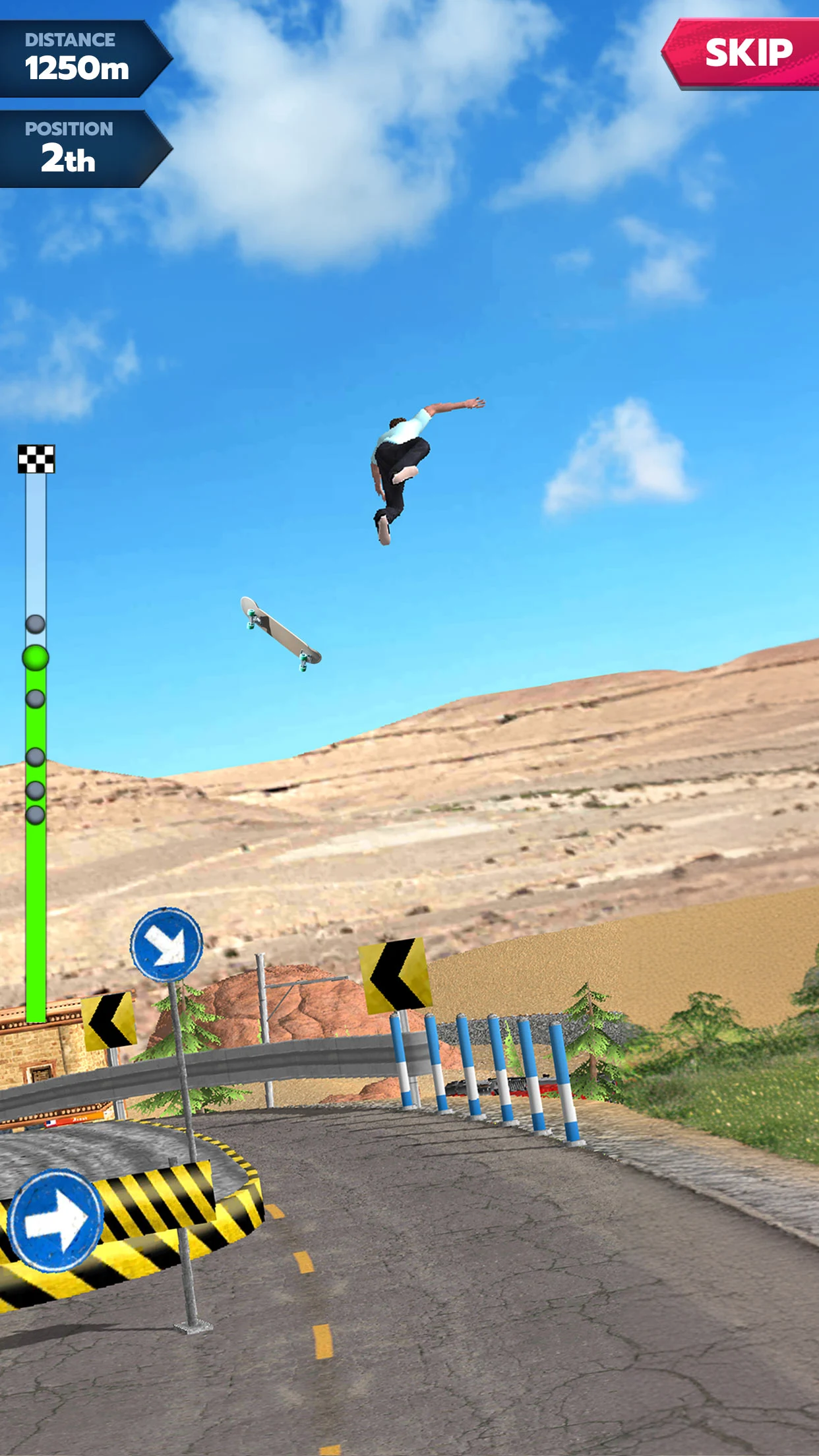 Two players side-by-side racing down a steep, winding trail with advanced bikes